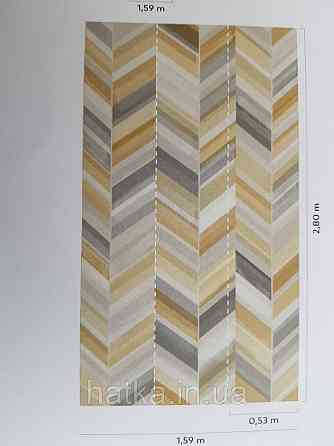 Шпалери вінілові Grandeco One roll one motif 2 IW2301 панно під дерево під паркет ялинка жовтий сірий бежевий Київ