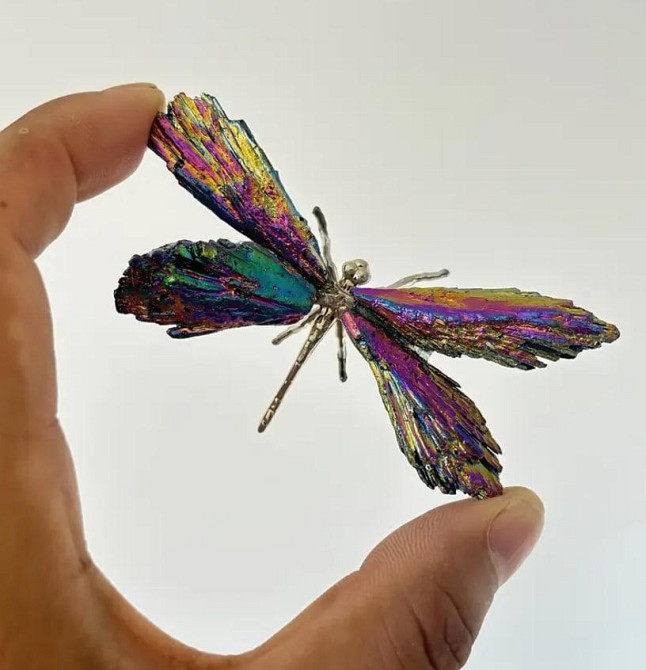 Фигурка стрекозы из натурального горного хрусталя, сувенир из натурального камня (размер 8 см), 1 шт Киев - изображение 4