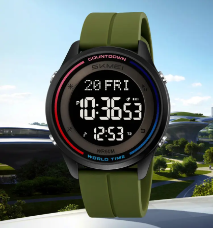 Годинник чоловічий наручний спортивний Skmei 2412 силіконовий з магнітною застібкою (Зелений) Київ