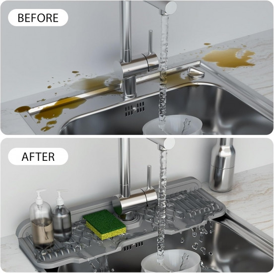 Силиконовый коврик под кран для слива воды в раковину 36*14 см Винница - изображение 6