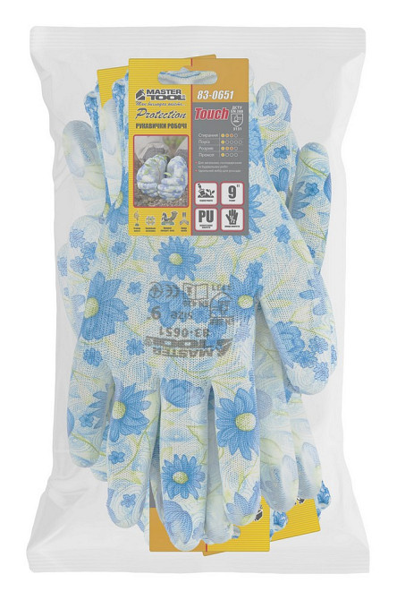 MASTERTOOL Рукавички безшовні трикотажні MASTERTOOL "Барвінок" з поліуретановим покриттям долон Коломия - фото 2