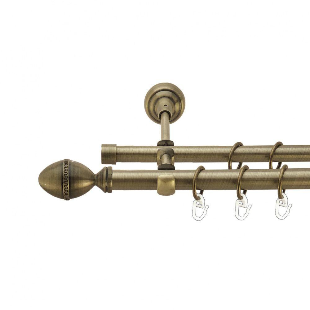 Карниз Orvit Фарже металевий дворядний відкритий гладка труба кільце металеве Антик 19\16 мм 200 см (4003882) Львів - фото 1