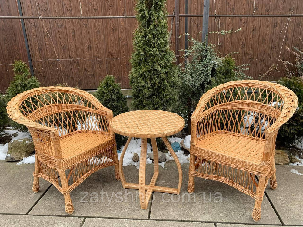 Меблі плетені з круглим столом натурального кольору Київ - фото 6