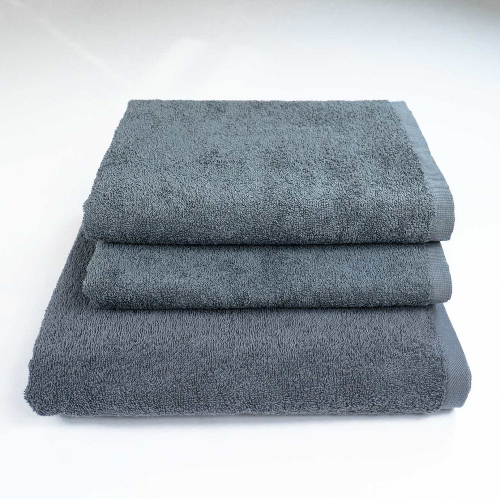 Набор махровых полотенец 3шт GM Textile 50х90см, 50х90см, 70х140см 400г/м2 (Серый) Сумы - изображение 1