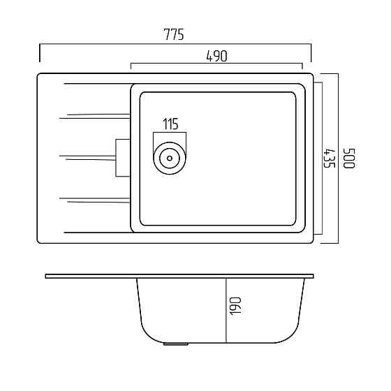 Гранітна мийка для кухні VALESO ROMA 7850 матова Чорний металік Коломыя
