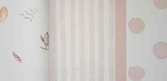 Шпалери флізелінові еко Rasch Kids World 0.53х10 дитячі смуги рожеві білі Київ