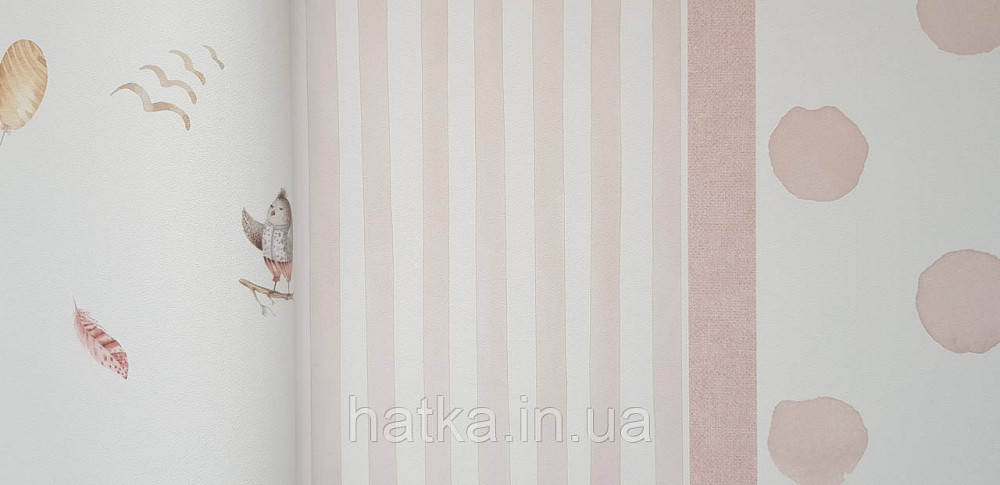 Шпалери флізелінові еко Rasch Kids World 0.53х10 дитячі смуги рожеві білі Київ - фото 2