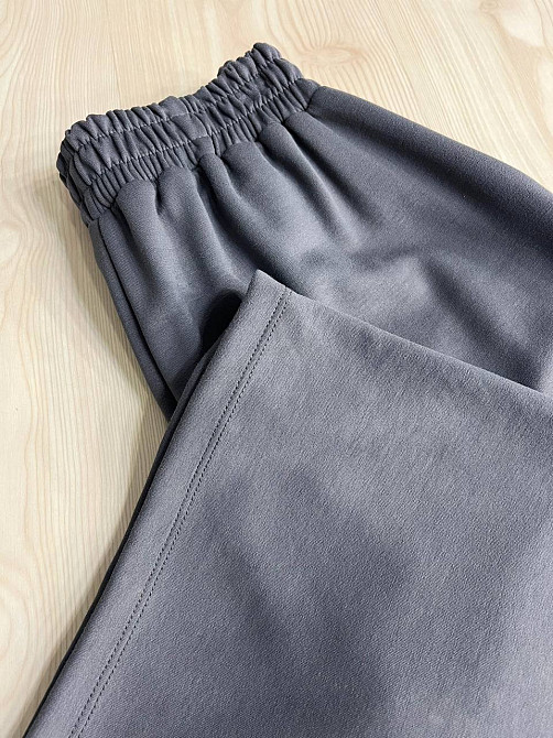 Штани жіночі CREP 82171 палаццо на резинці з кишенями вільні від стегна біфлекс графіт, графіт, L Київ - фото 14