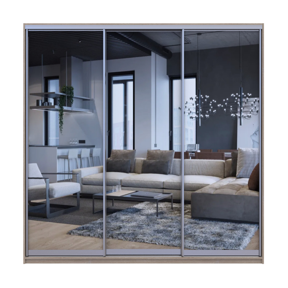 Шкаф-купе трехдверный Doros Сити Лайт 225х60х225 см Дуб сонома/3 Зеркала (DRS-011096) Львов - изображение 3