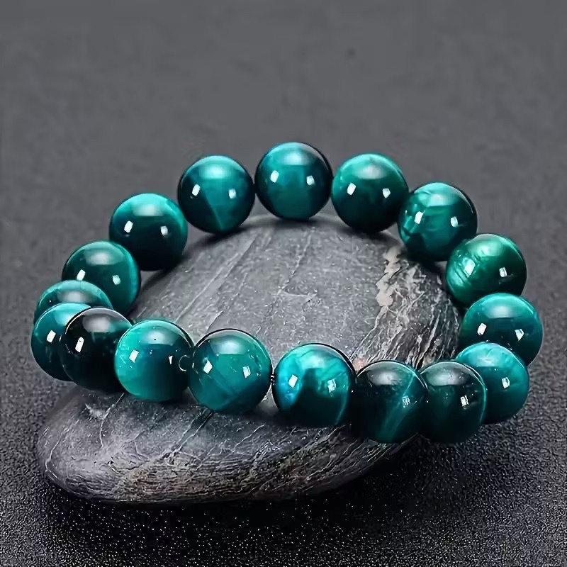 Браслет из темно-синего тигрового глаза 8 мм – натуральный камень удачи. Киев - изображение 2