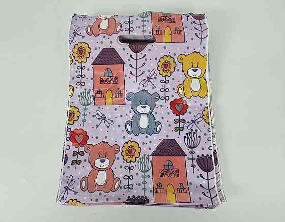 Пакет с прорезной ручкой (30*37+3) Мишки Леоми (50 шт) Харьков