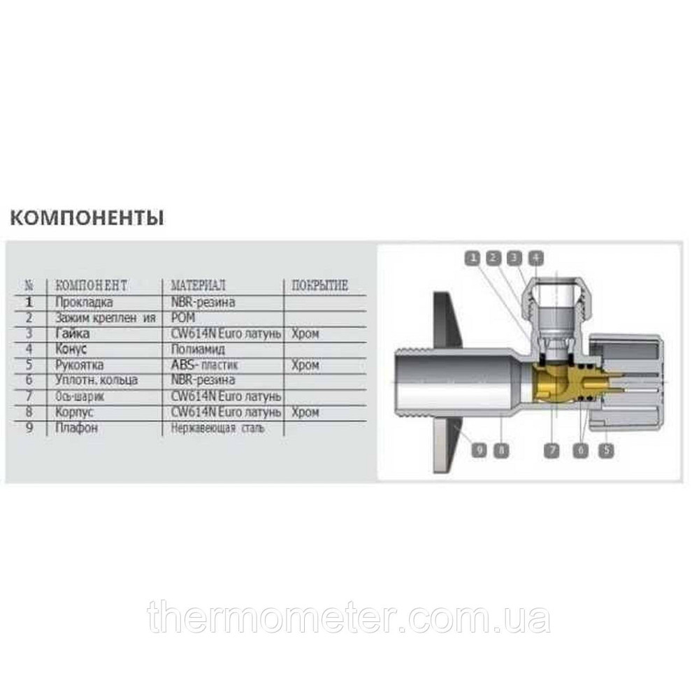 Кран кульовий кутовий ARCO 1/2″х 3/8″ NOV20 (NOV04) Киев - изображение 6