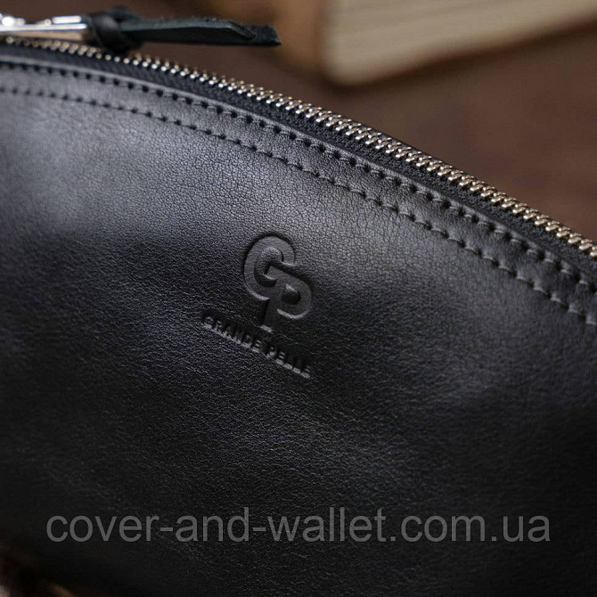 Модная кожаная женская косметичка черного цвета Grande Pelle 805610 Киев - изображение 8