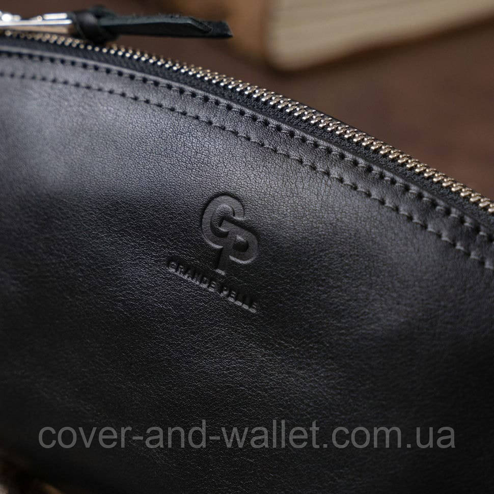 Модна жіноча шкіряна косметичка чорного кольору Grande Pelle 805610 Київ - фото 8