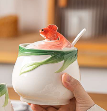 Емкость для сыпучих продуктов Lefard 180 мл Золотая рыбка Костяной фарфор Кременчуг - изображение 7