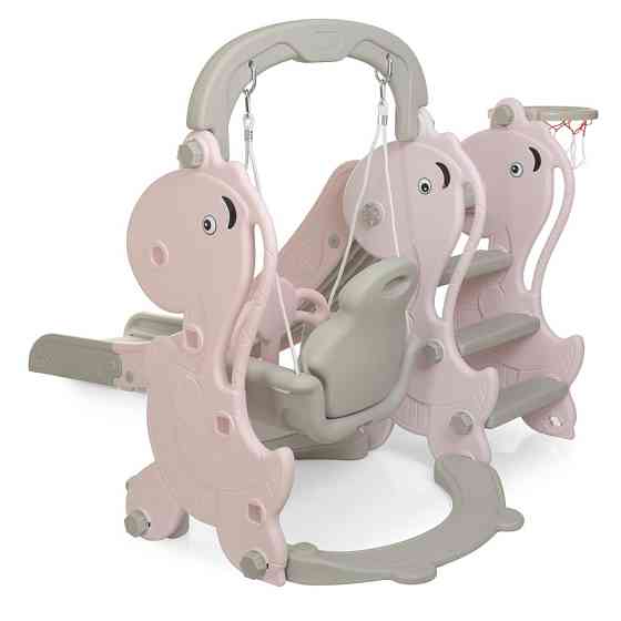 Дитяча гірка-гойдалка YG2020-2-8 пластик, з баскетбольним кільцем Вінниця