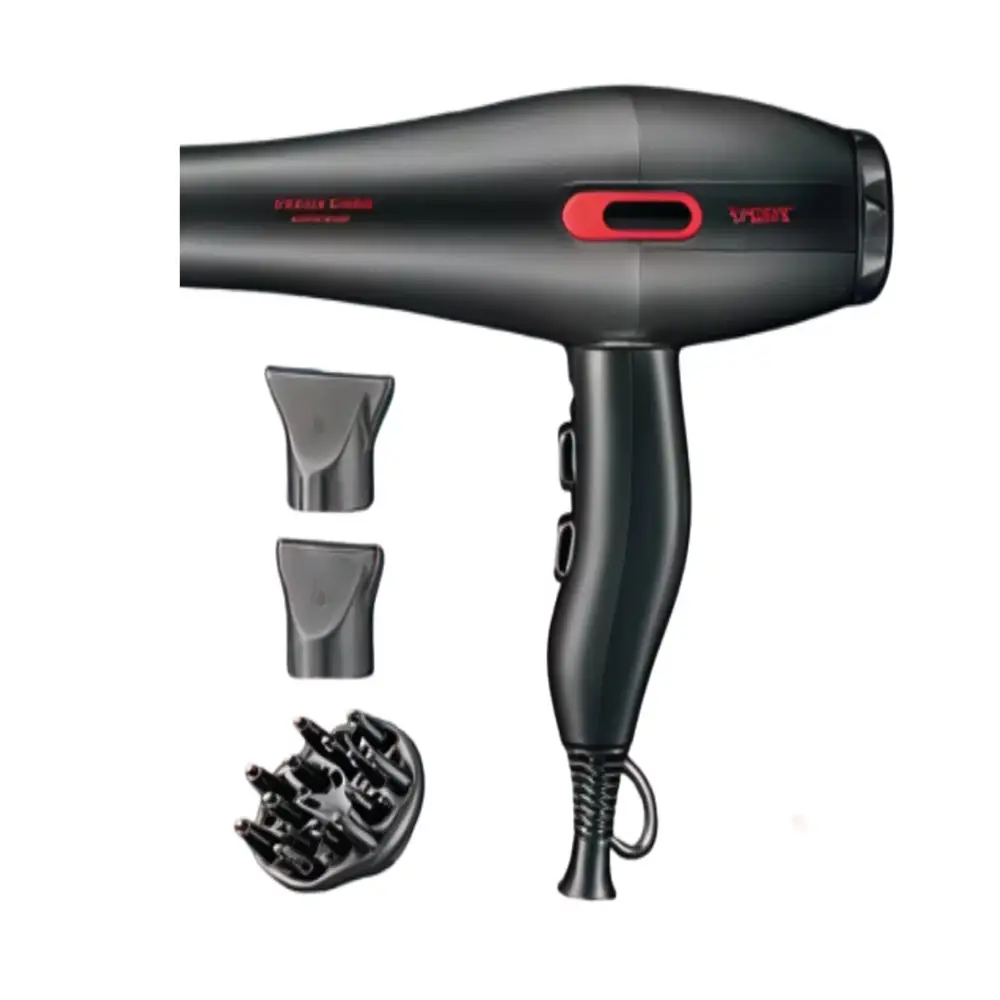 Фен професійний VGR V-471 (3 рівні обдування, 3 рівні температури) 2800 W 3 насадки Чорний Вінниця - фото 1