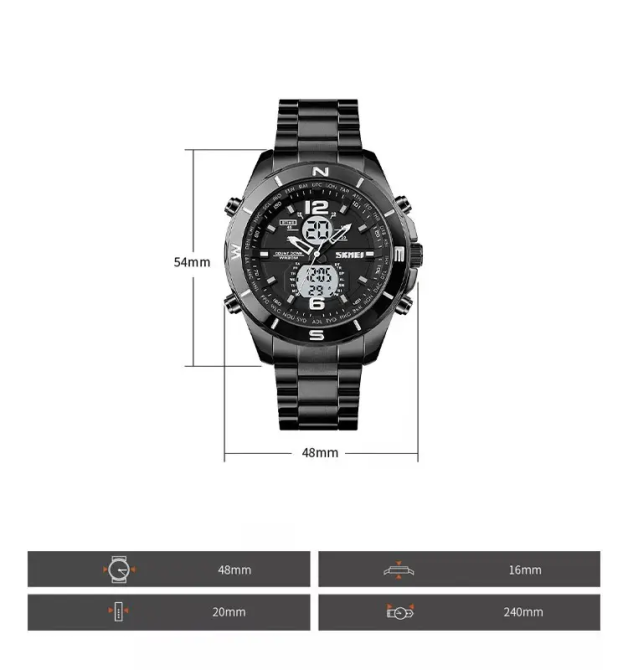 Мужские наручные часы Skmei 1670 (Черный с белым) Винница - изображение 6