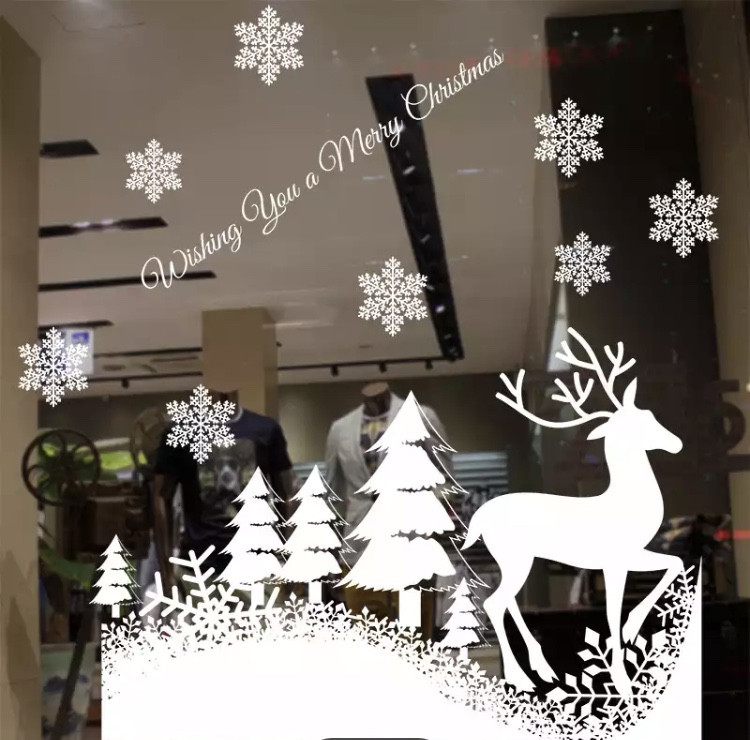 Новогодние наклейки елки и олень - размер стикера 50*70см, силикон Киев - изображение 1