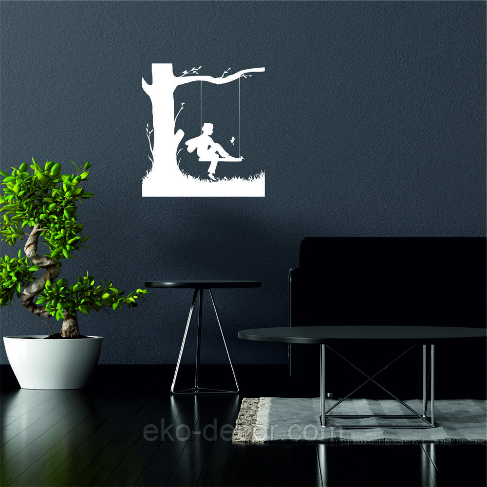 Декоративное настенное Панно «Мальчик на качеле» Декор на стену 70*64 см, Белый Киев - изображение 2