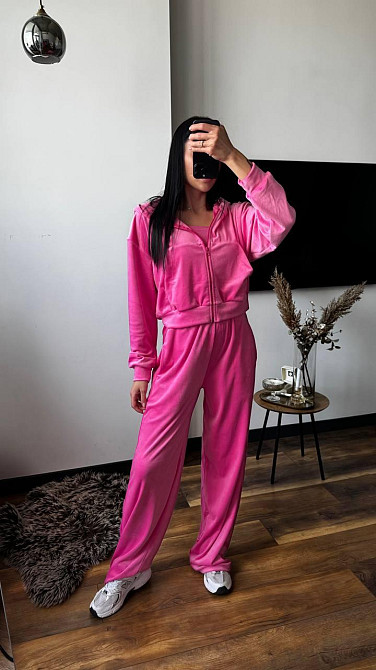 Женский плюшевый прогулочный костюм тройка: кофта топ и штаны велюр Барби, 42/44 Одесса - изображение 8