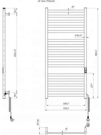 Электрический полотенцесушитель HF York 1170х530 TR K черный мат Киев