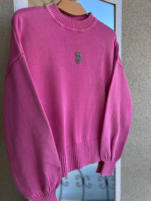 Светр жіночий A-N 870 варений ведмедик камінчики середня довжина оверсайз 44-48, рожевий, 44-48 Київ - фото 8