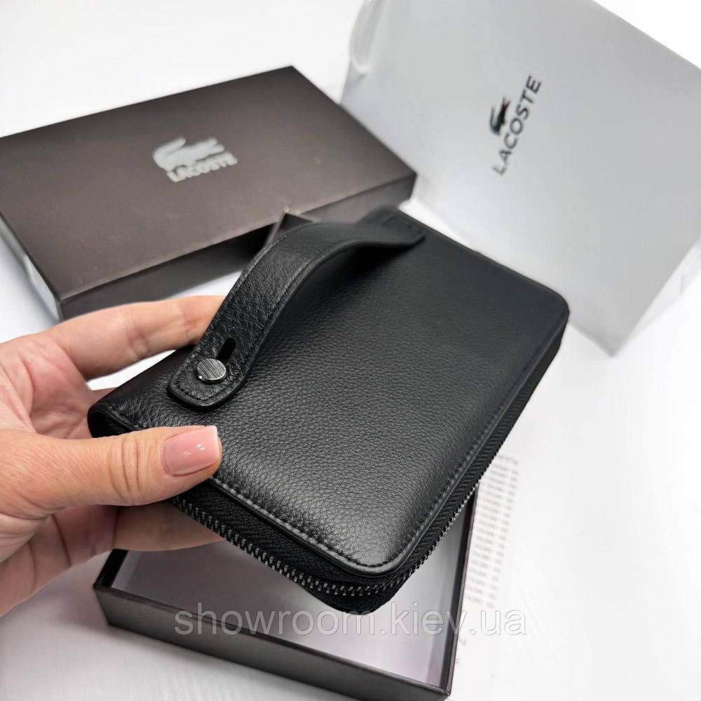 Шкіряний брендовий гаманець клатч на змійці Lacoste (6613) Київ - фото 5