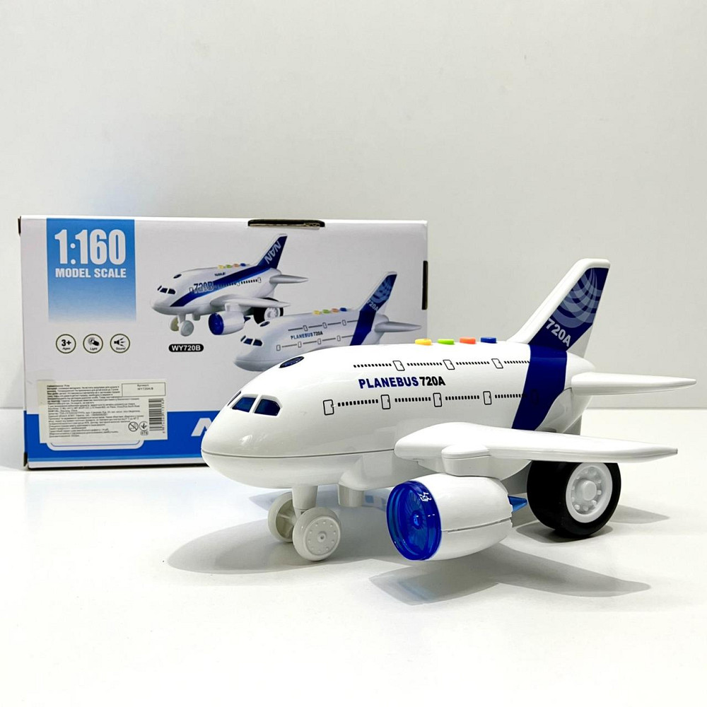 Літак інерційний з музикою підсвічуванням масштаб 1:160 Білий (WY720A/B) Чернігів - фото 6