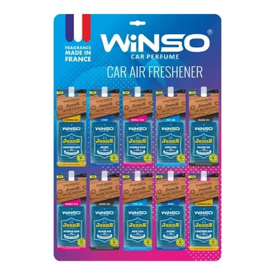 Освіжувач повітря WINSO Jeans, целюлозний ароматизатор, дисплей MIX (50 шт/дисплей) Ковель