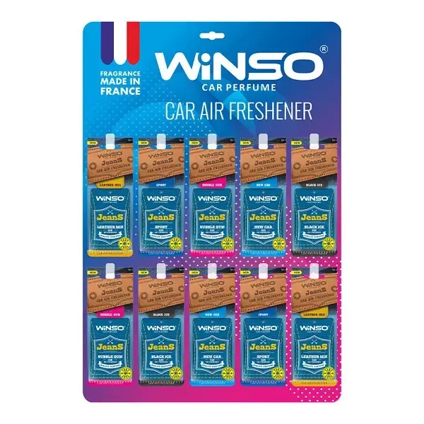 Освіжувач повітря WINSO Jeans, целюлозний ароматизатор, дисплей MIX (50 шт/дисплей) Ковель - фото 1