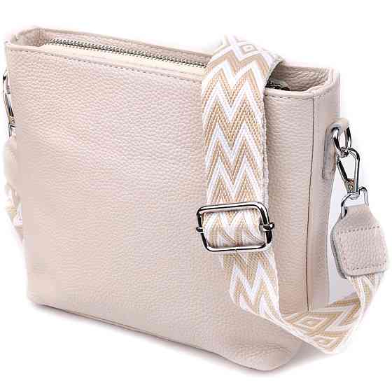 Повсякденна плечова сумка з натуральної шкіри Vintage 22915 Білий Київ