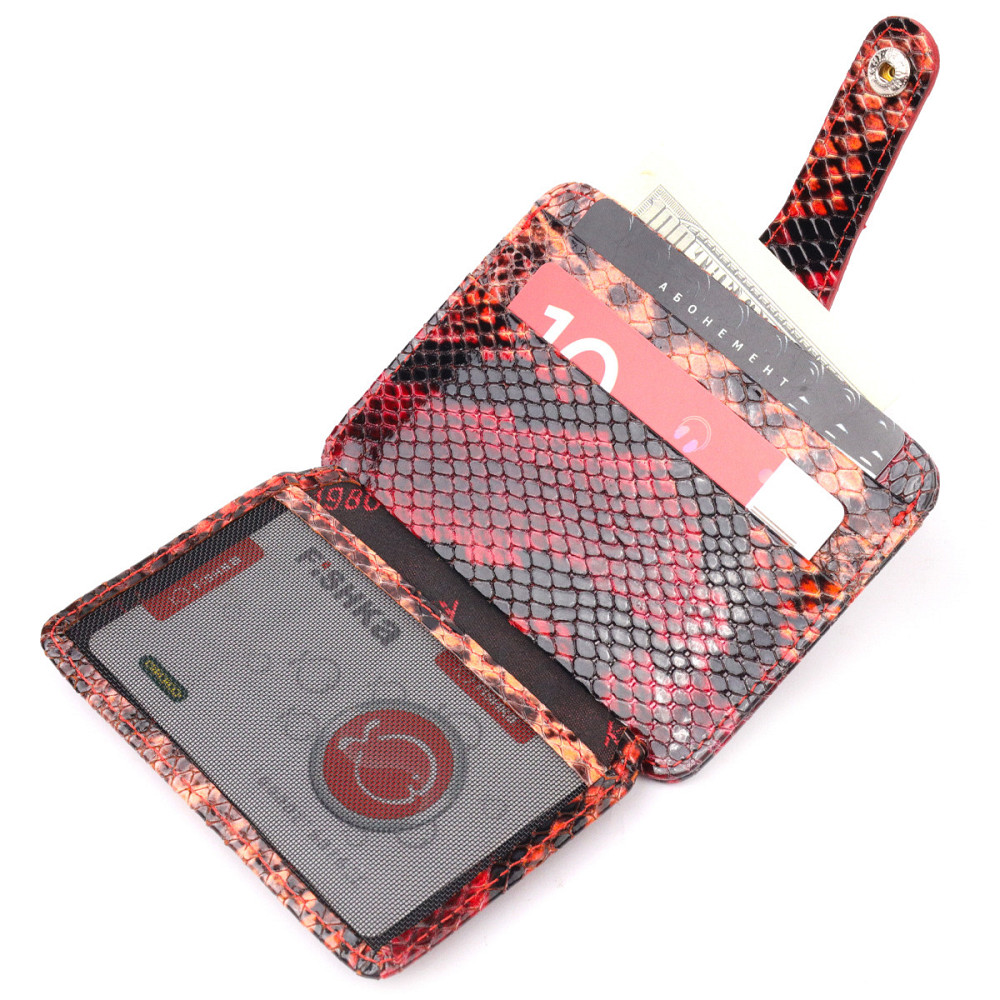 Візитниця з натуральної фактурної шкіри під змію KARYA 20964 Різнокольоровий Київ - фото 6