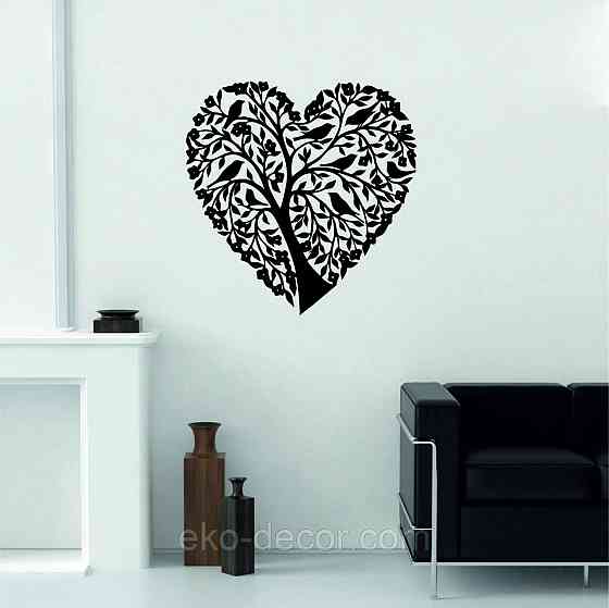 Декоративное настенное 3D Панно «Птицы Сердце» Декор на стену с объемом 90*88 см, Черный Киев