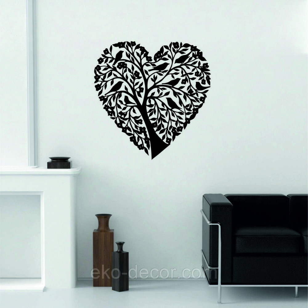 Декоративное настенное 3D Панно «Птицы Сердце» Декор на стену с объемом 90*88 см, Черный Киев - изображение 4