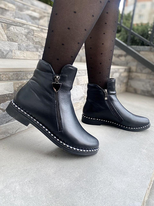 Vesna Черевики жіночі VESNA чорні натуральна шкіра з хутром висота 11 см (2422) 36 і 39 Коломия - фото 7