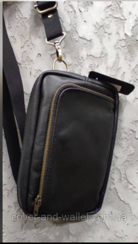 Стильная мужская сумка слинг на пояс или на грудь из натуральной кожи PS Leather Киев - изображение 4
