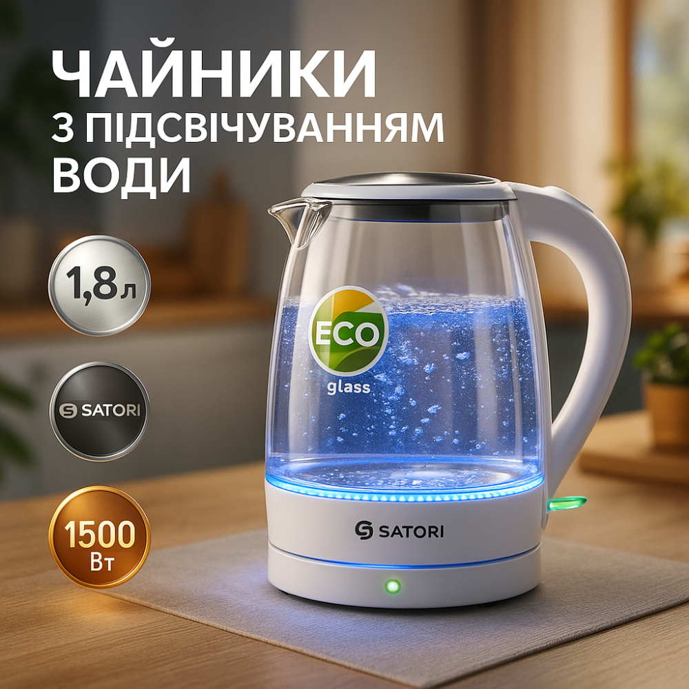 Качественные электрочайник Satori SGK-4105-WT 1.8 л 1500 Вт, Чайник електро, Бесшумный чайник OJ-55 Львов - изображение 12