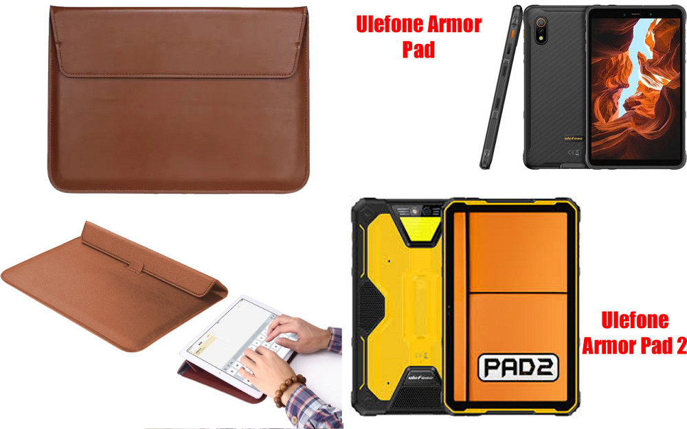Чохол-конверт VitoCase для Ulefone Armor Pad, з функцією підставки для планшета Чорний Коричневий Київ - фото 1