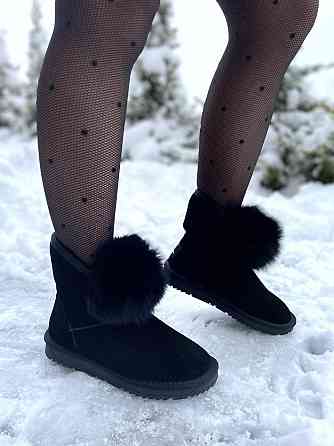 Угги жіночі OUQIDAGENI чорні замша натуральна висота 16 см (A1801-1) Коломия