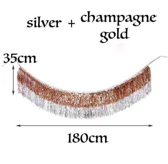 Гирлянда из дождика для фотозоны 180 на 35 см шампань-серебристый Киев