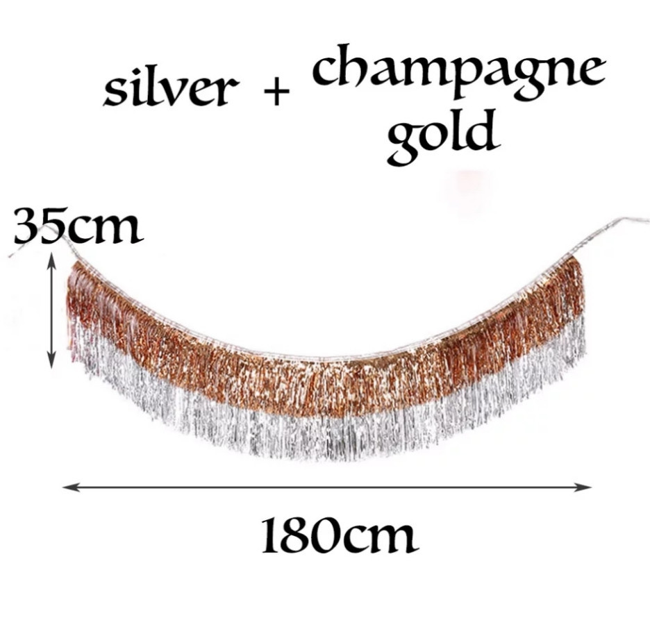 Гирлянда из дождика для фотозоны 180 на 35 см шампань-серебристый Киев - изображение 2