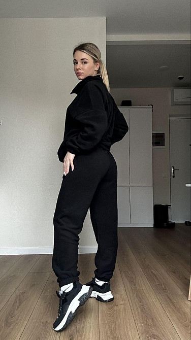 Жіночий теплий прогулянковий костюм-двійка: кофта та штани з полар флісу Чорний, 42/44 Одеса - фото 3