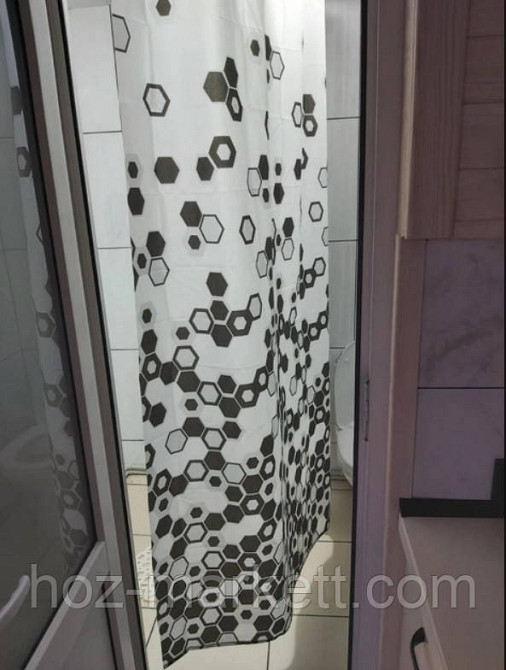 Штора для душа тканевая миранда Troy 180 х 200 см черно белая Харьков - изображение 4