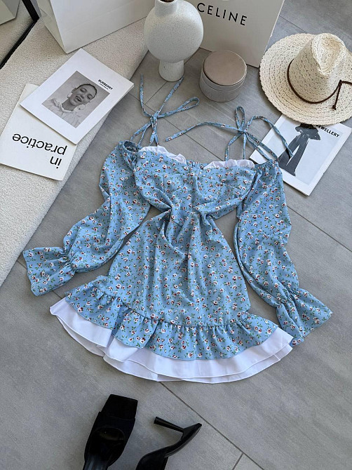 Жіноче стильне мініплаття  штапель, софт Блакитний, 44/46 Одеса - фото 2