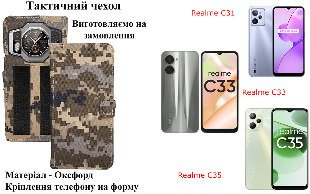 Тактический чехол для OPPO Find X8 Pro, крепится к снаряжению на липучке Киев - изображение 1