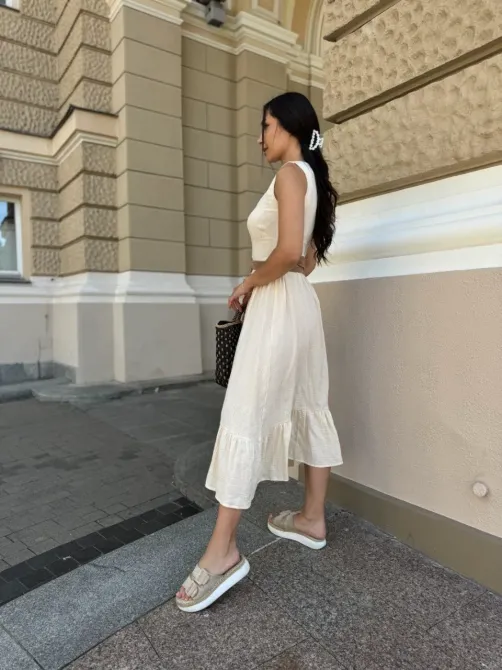 Сарафан з муслін-хлопку айворі XS-S, новий з біркою Одеса - фото 6