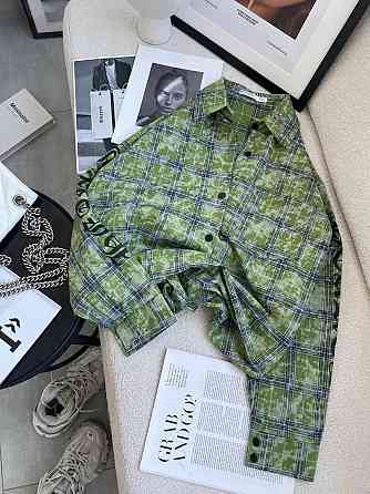 Жіноча стильна сорочка оверсайз у клітинку турецька фланель Зелений Одеса