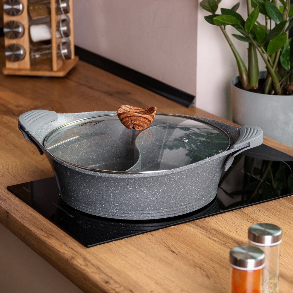 MGC Алюмінієва каструля Ø 30 см Мармур з антипригарним покриттям сірий MGC HP-4-413G Киев - изображение 5