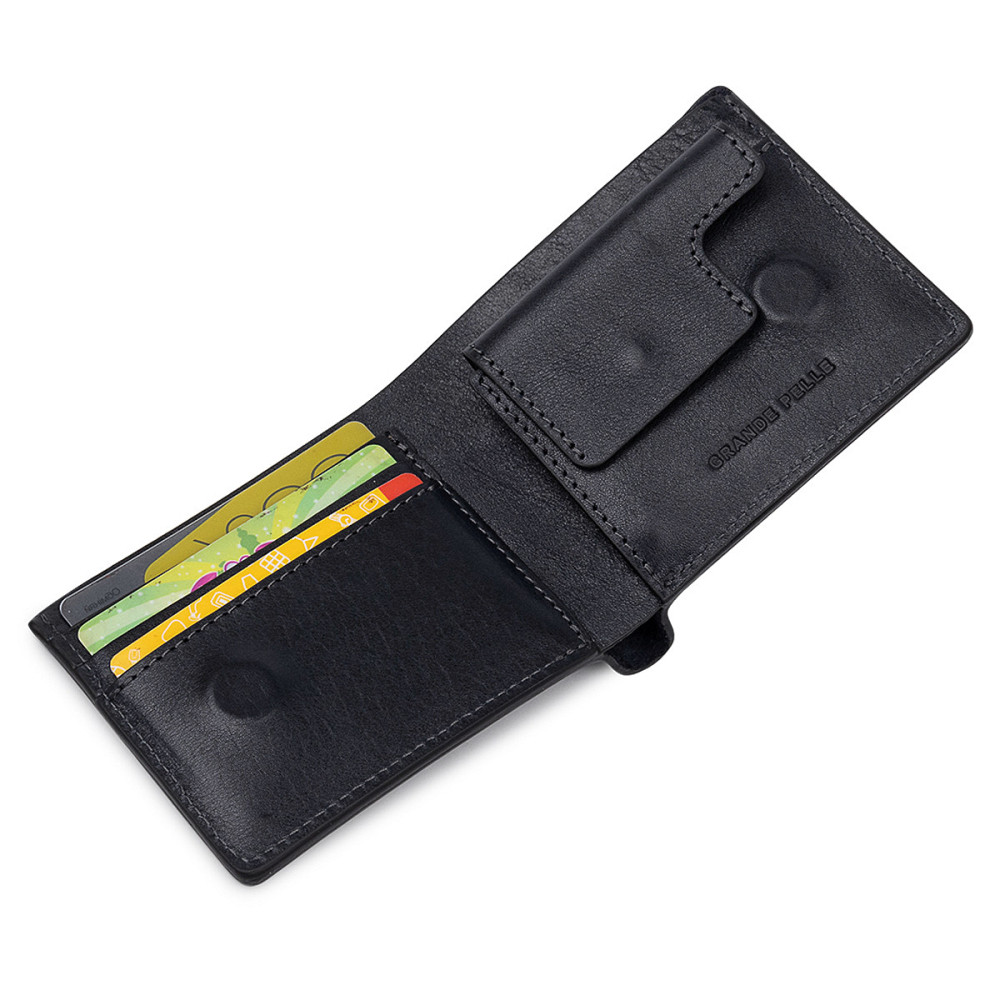 Шкіряне чоловіче стильне портмоне GRANDE PELLE 11552 Синій Київ - фото 7